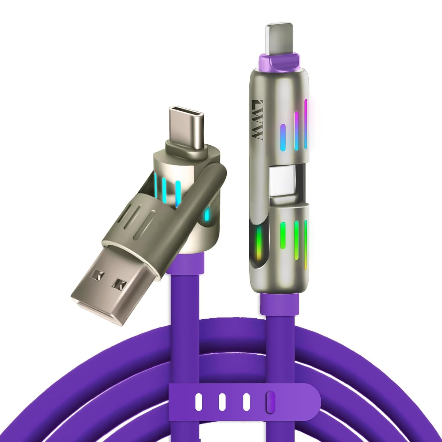 2pack,240 w 4 in 1 cable, fast charging cable