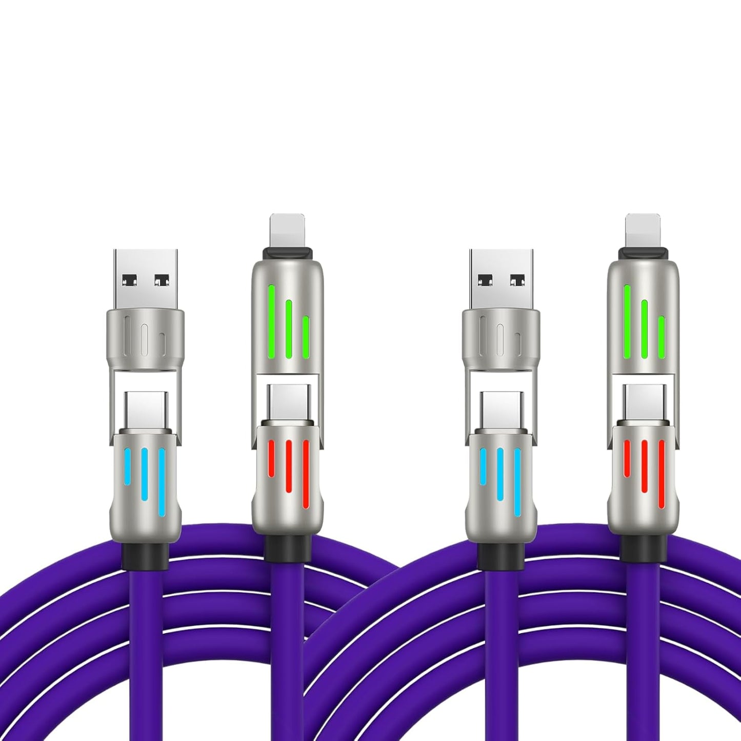 2pack,240 w 4 in 1 cable, fast charging cable