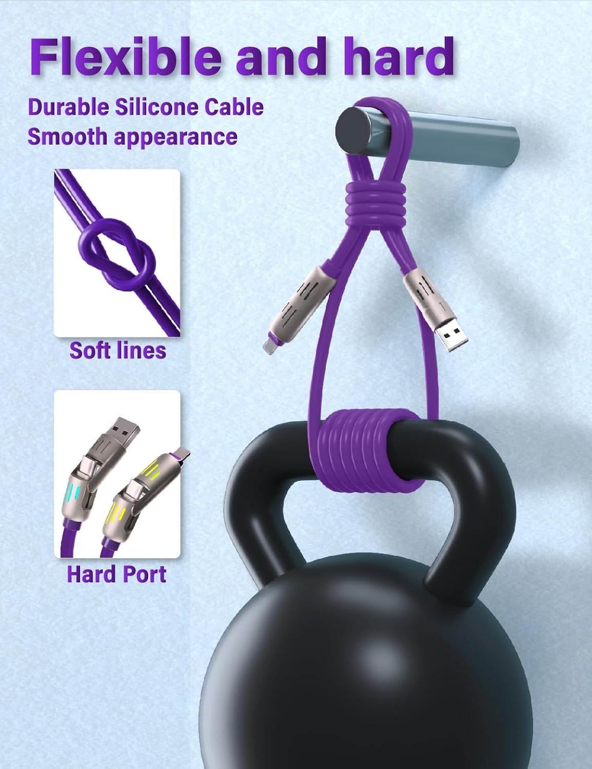 2pack,240 w 4 in 1 cable, fast charging cable